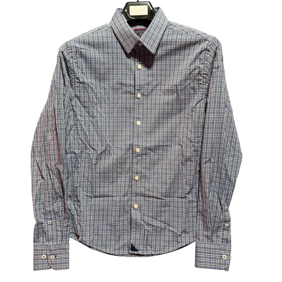 UNTUCKit Varick Plaid Slim Fit Button Down Shirt Mens Small‎ Blue Nylon Spandex - Picture 2 of 12